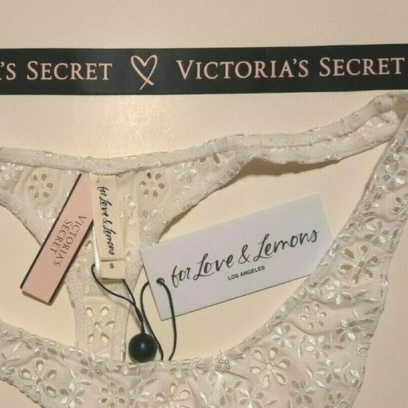 LOVE & LEMONS Sophie Eyelet Lace THONG Panty White - Picture 7 of 9